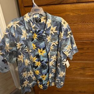 Hawaiian Floral Button-Up Shirt